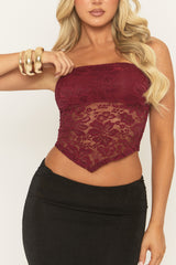 Wine Lace Bandeau Top - Jeanie