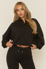 Black Zip Front Bomber And Flare Joggers Loungewear Co-ord Set - Lonie