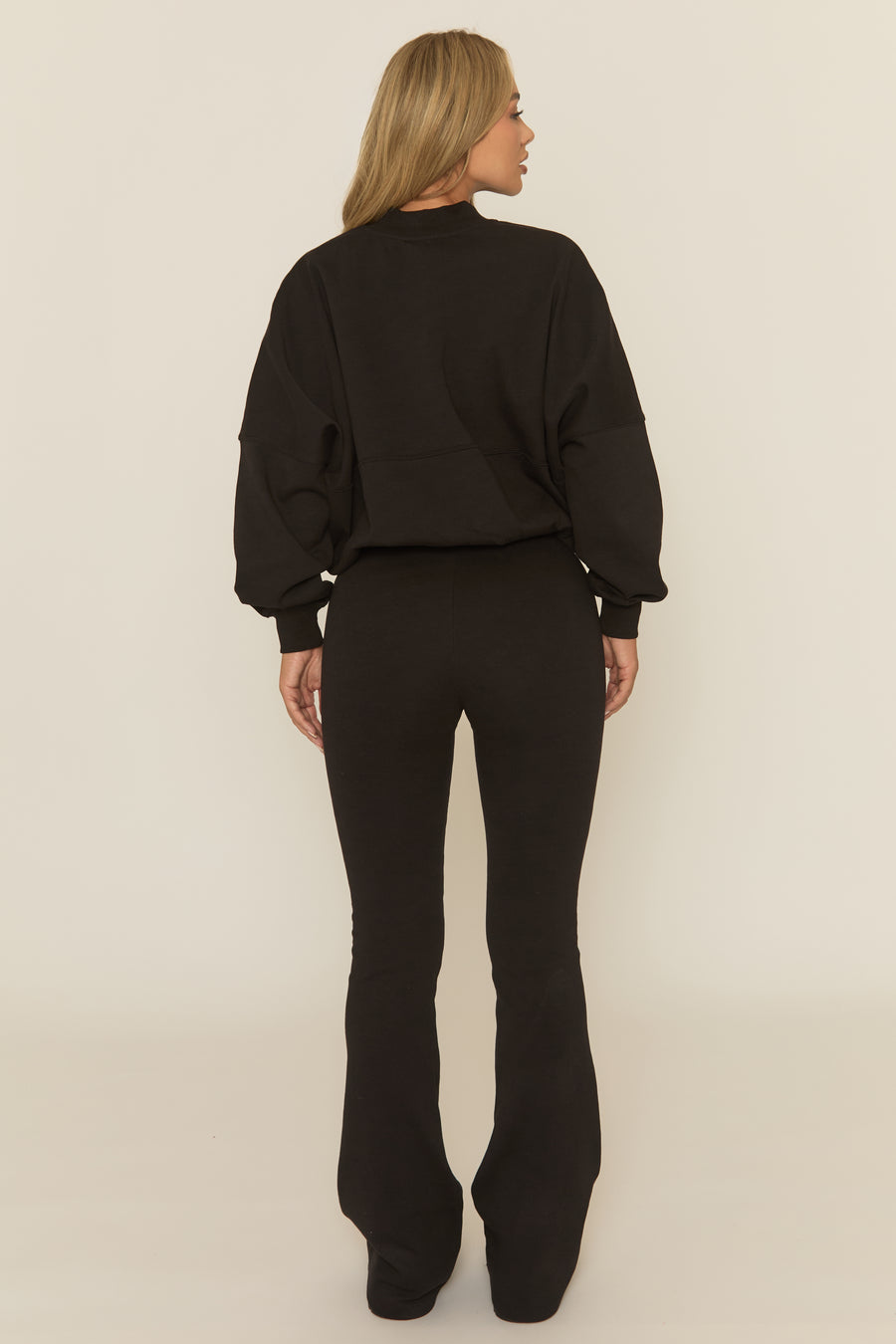 Black Zip Front Bomber And Flare Joggers Loungewear Co-ord Set - Lonie