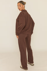 Chocolate Polo Collared Loungewear Set - Madisyn