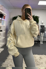 Cream Ruched Sleeve Oversized Hoodie - Lorna