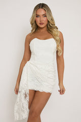 White Lace Bandeau Mini Dress - Louisa