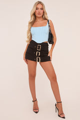 Light Blue Corset Detail Cropped Top - Kinsley