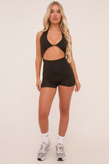 Black Cut Out Front Sleeveless Unitard - Hope