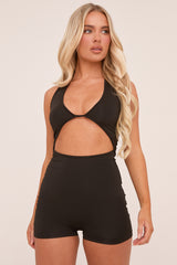 Black Cut Out Front Sleeveless Unitard - Hope