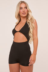 Black Cut Out Front Sleeveless Unitard - Hope