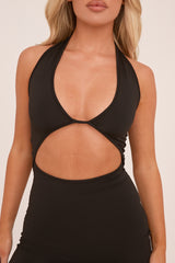 Black Cut Out Front Sleeveless Unitard - Hope