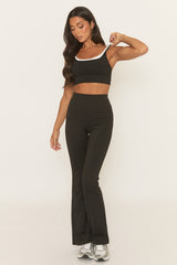 Black Contrast Piping Activewear Sports Bra - Stanley