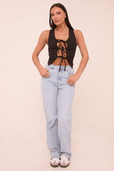 Light Blue Mid Waist Straight Leg Denim Jeans - Maureena