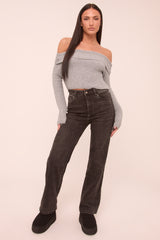 Petite Charcoal Stretch Straight Leg Jeans - Scarlett
