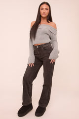 Petite Charcoal Stretch Straight Leg Jeans - Scarlett