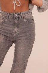 Dark Grey Stretch Straight Leg Jeans - Scarlett