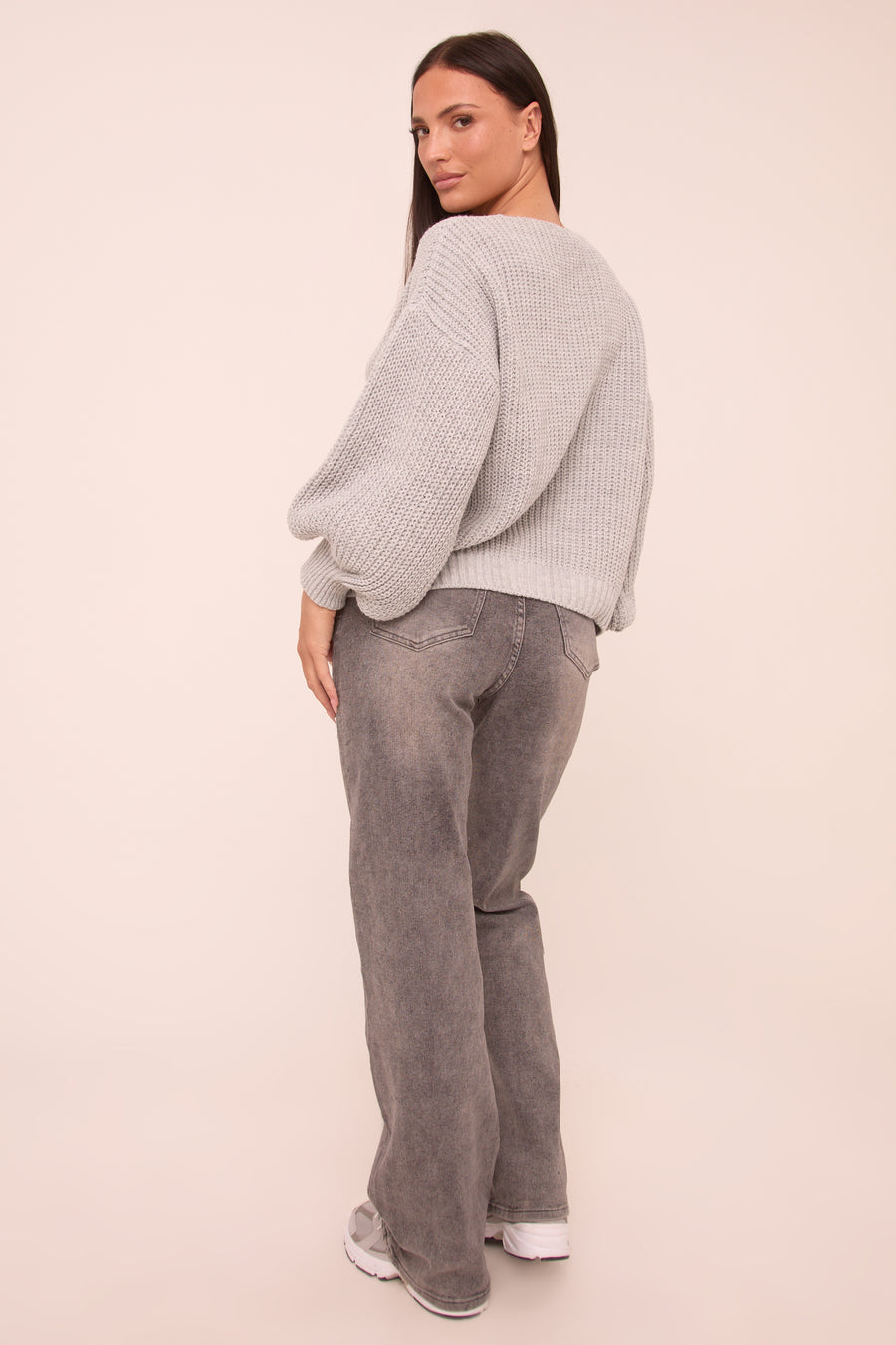 Dark Grey Stretch Straight Leg Jeans - Scarlett