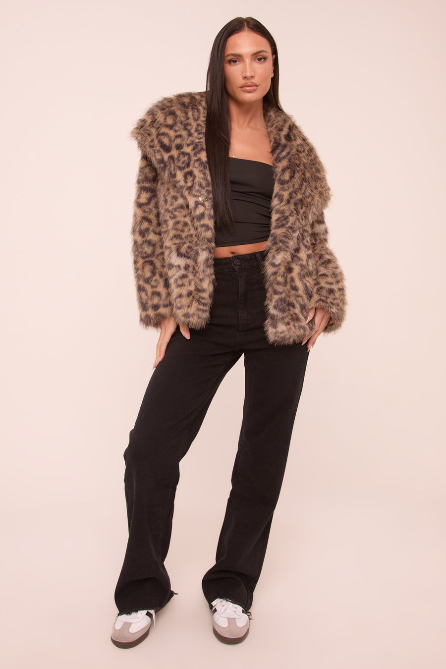 Black Stretch Mid Waist Straight Leg Frayed Hem Denim Jeans - Venus