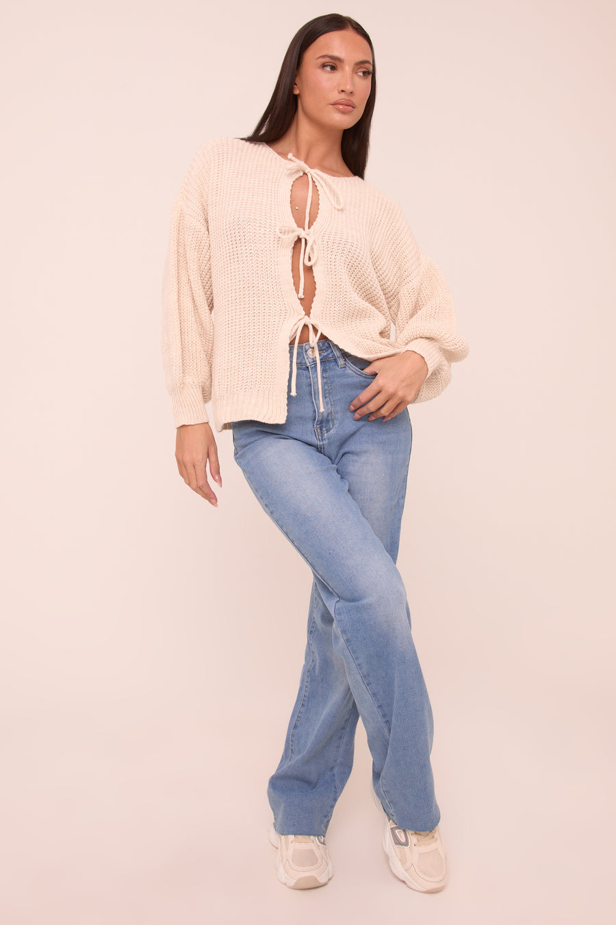 Blue Stretch Straight Leg Frayed Hem Jeans - Scarlett