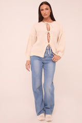 Blue Stretch Straight Leg Frayed Hem Jeans - Scarlett