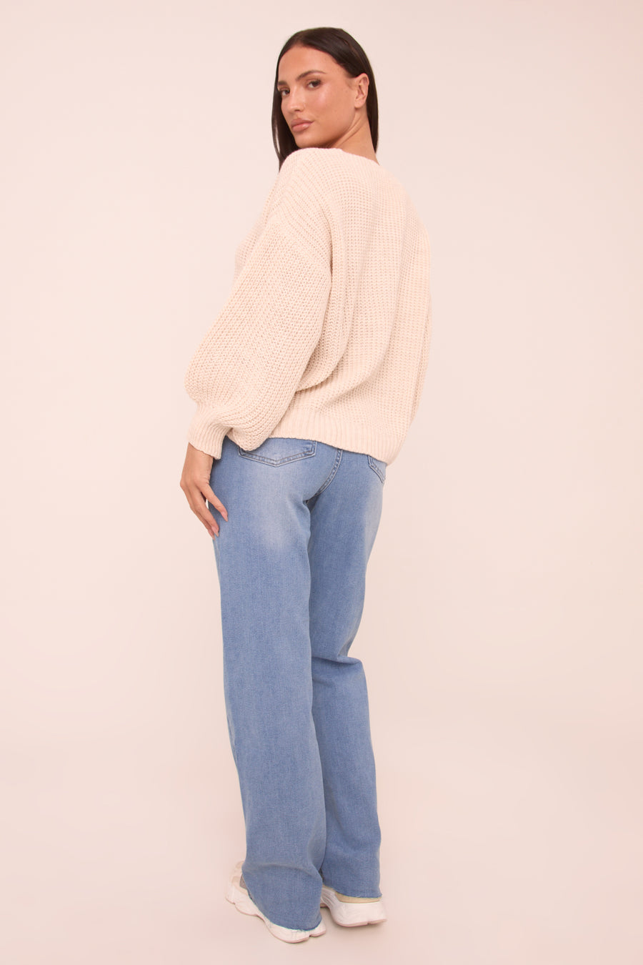 Blue Stretch Straight Leg Frayed Hem Jeans - Scarlett