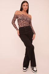 Black Stretch Wide Leg Denim Jeans - Lajoy