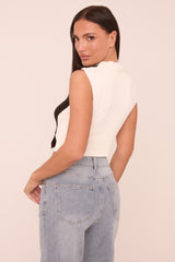 Black Cable Knit Sleeveless Cropped Jumper - Cleo