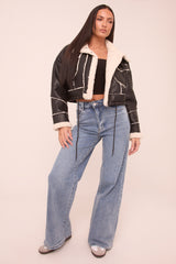 Light Blue Stretch Mid Waist Turn Up Hem Wide Leg Denim Jeans - Stacy