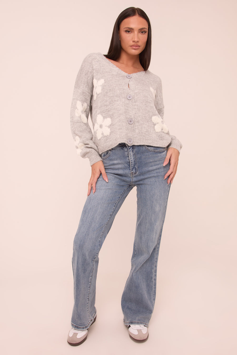 Mid Blue Stretch High Waist Flared Leg Denim Jeans - Lux