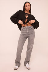 Grey Stretch Mid Waist Straight Leg Denim Jeans - Phoenix