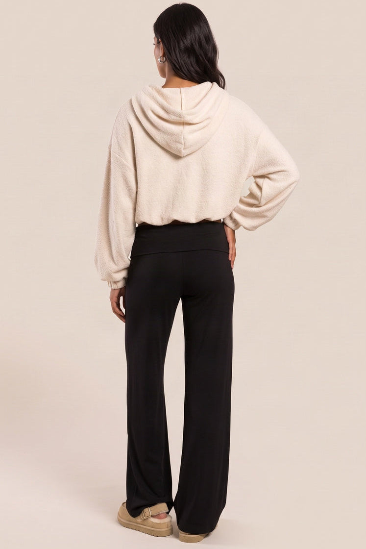 Beige Borg Zip Up Oversized Hooded Jacket - Miley