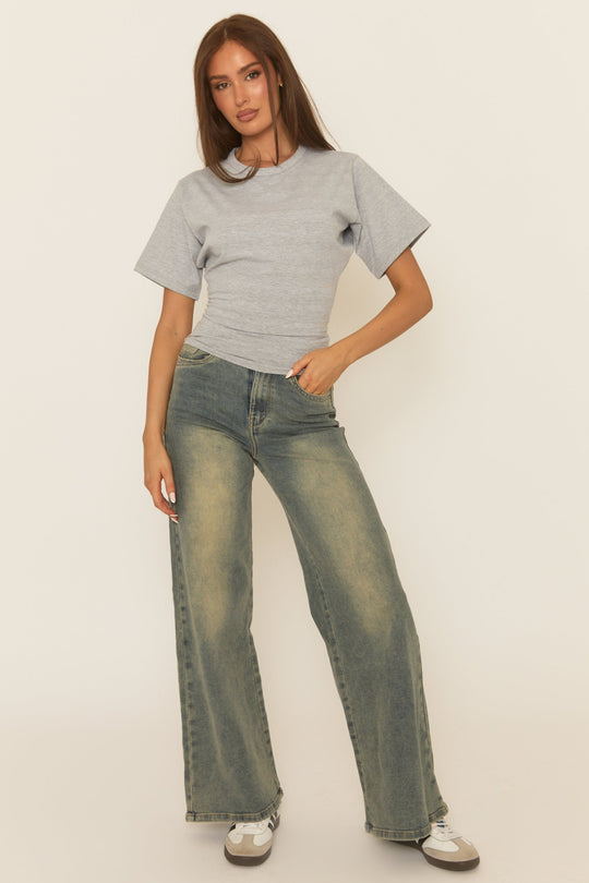 Vintage Acid Blue Stretch Wide Leg Jeans - Derry