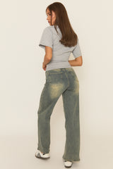 Vintage Acid Blue Stretch Wide Leg Jeans - Derry
