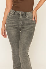Washed Grey Stretch Flare Denim Jeans - Ronia