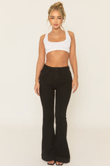 Black Stretch Flare Denim Jeans - Ronia