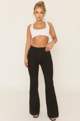 Black Stretch Flare Denim Jeans - Ronia