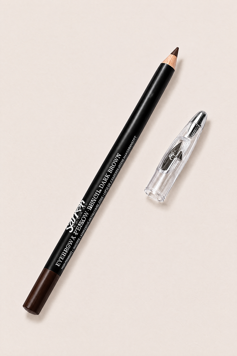 Saffron Dark Brown Eyebrow & Eyeliner With Sharpener Pencil
