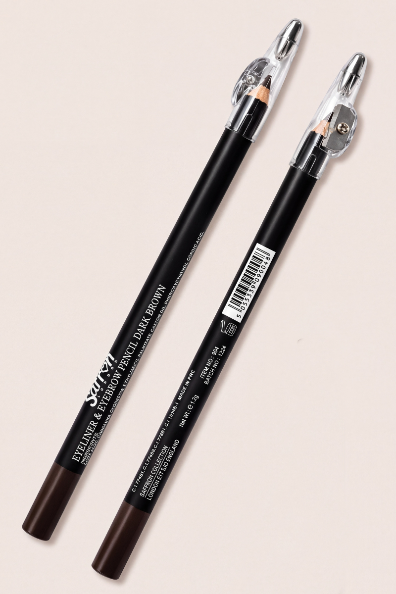 Saffron Dark Brown Eyebrow & Eyeliner With Sharpener Pencil