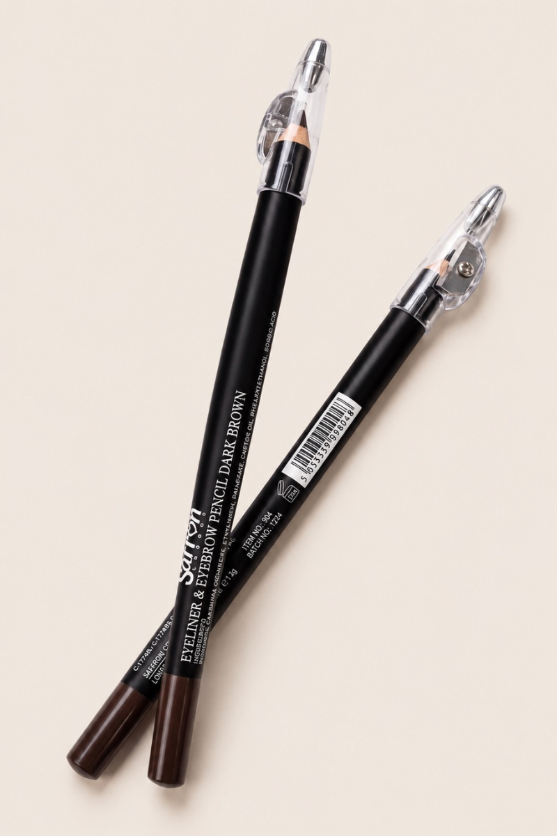 Saffron Dark Brown Eyebrow & Eyeliner With Sharpener Pencil