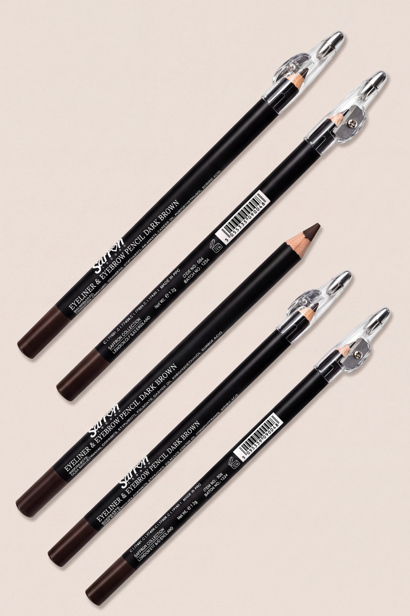 Saffron Dark Brown Eyebrow & Eyeliner With Sharpener Pencil