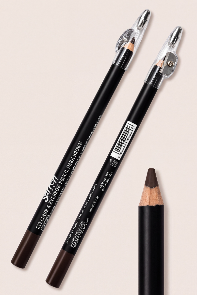 Saffron Dark Brown Eyebrow & Eyeliner With Sharpener Pencil