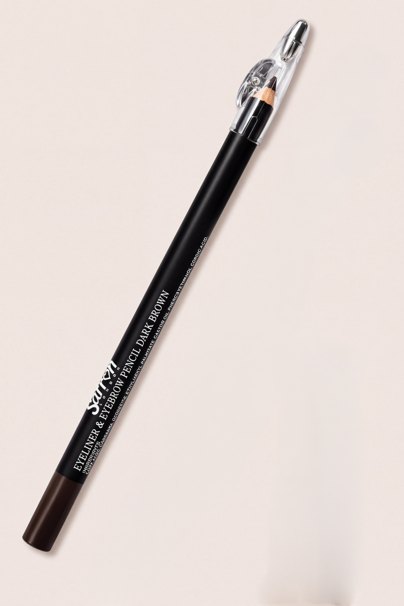 Saffron Dark Brown Eyebrow & Eyeliner With Sharpener Pencil