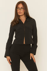 Black Hook and Eye Collared Corset Shirt - Armenia