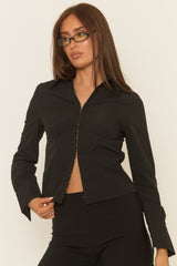 Black Hook and Eye Collared Corset Shirt - Armenia