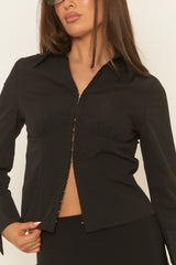Black Hook and Eye Collared Corset Shirt - Armenia