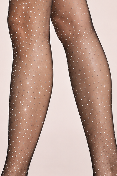 Black Diamante Sheer Tights - Keni