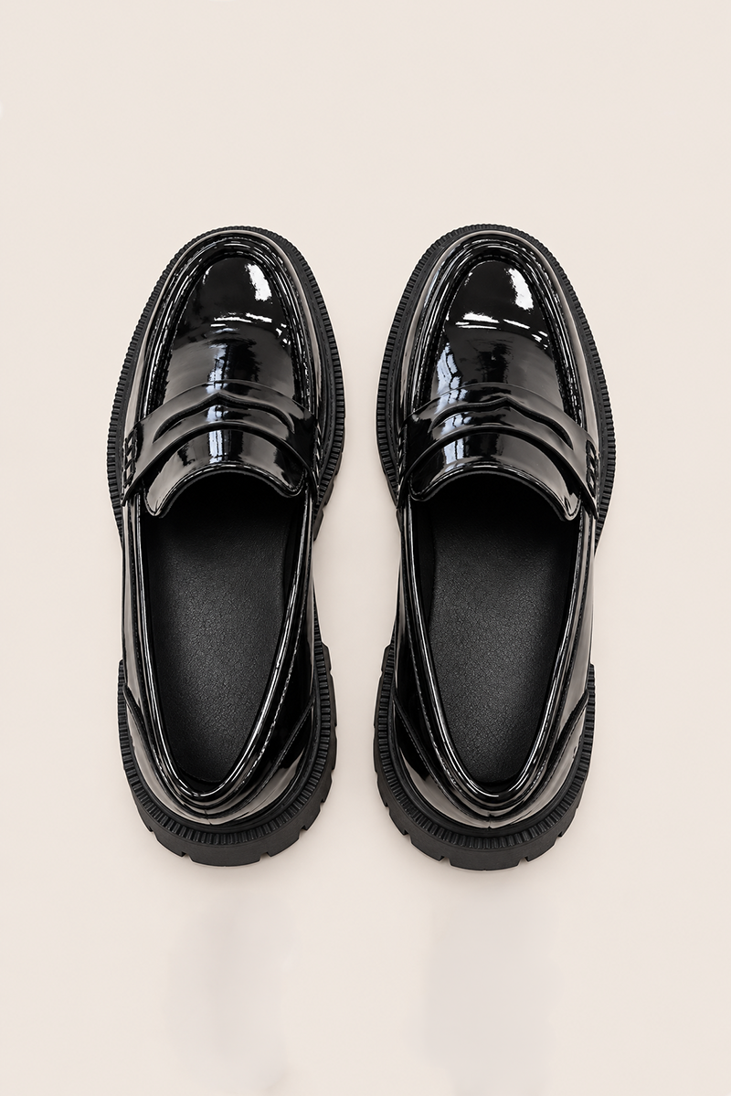 Black Patent Chunky Loafers - Ivetta