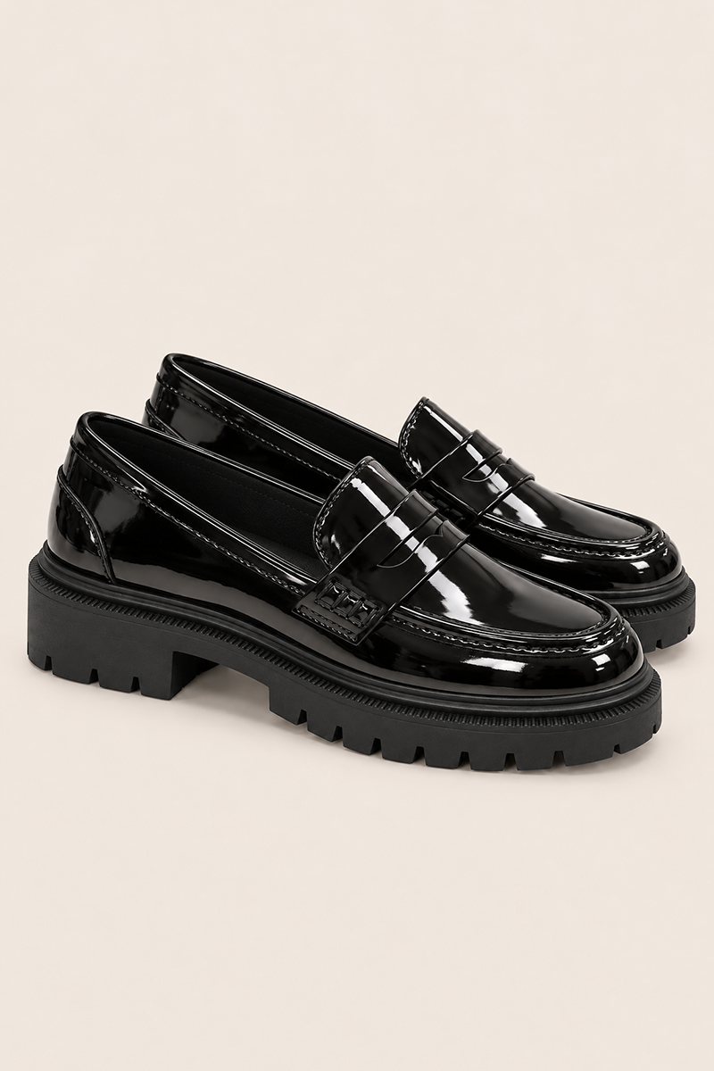 Black Patent Chunky Loafers - Ivetta