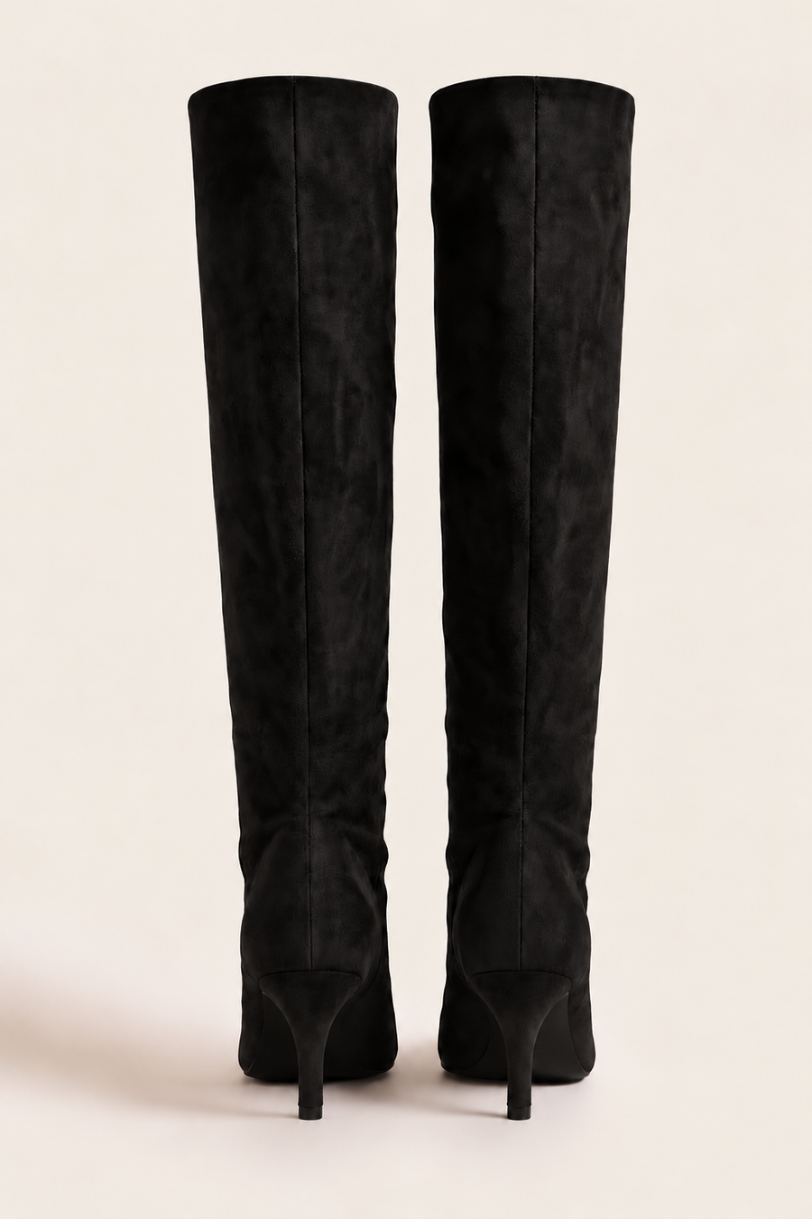 Black Faux Suede Stiletto Knee High Boots - Lexi