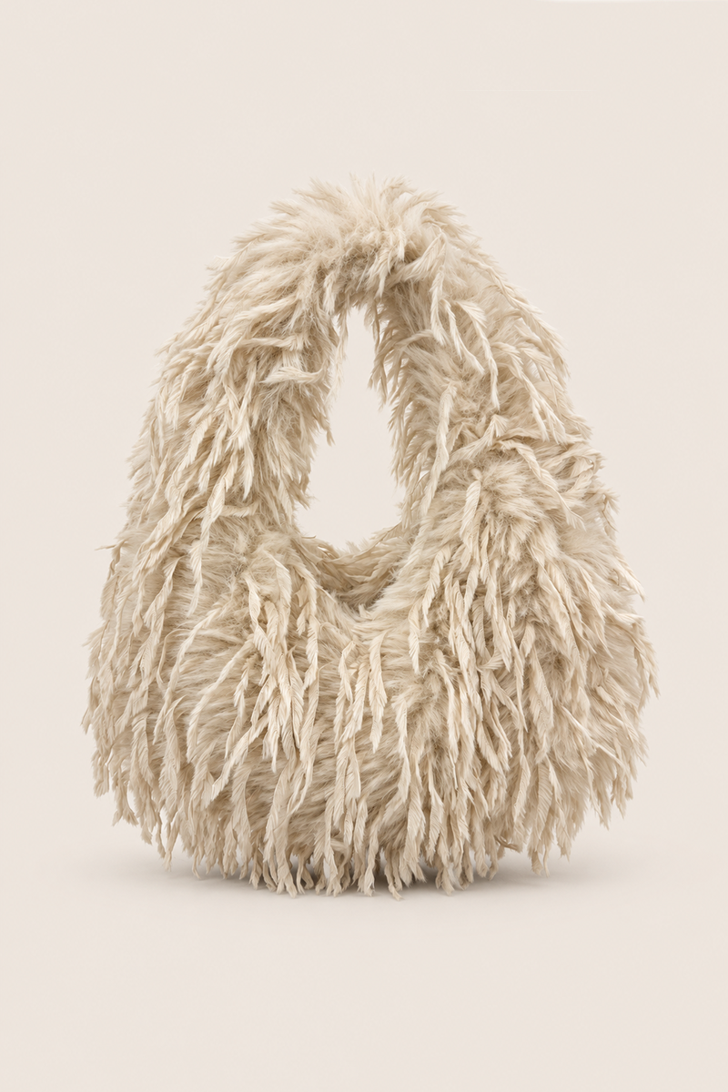Beige Feather Handbag - Pacha