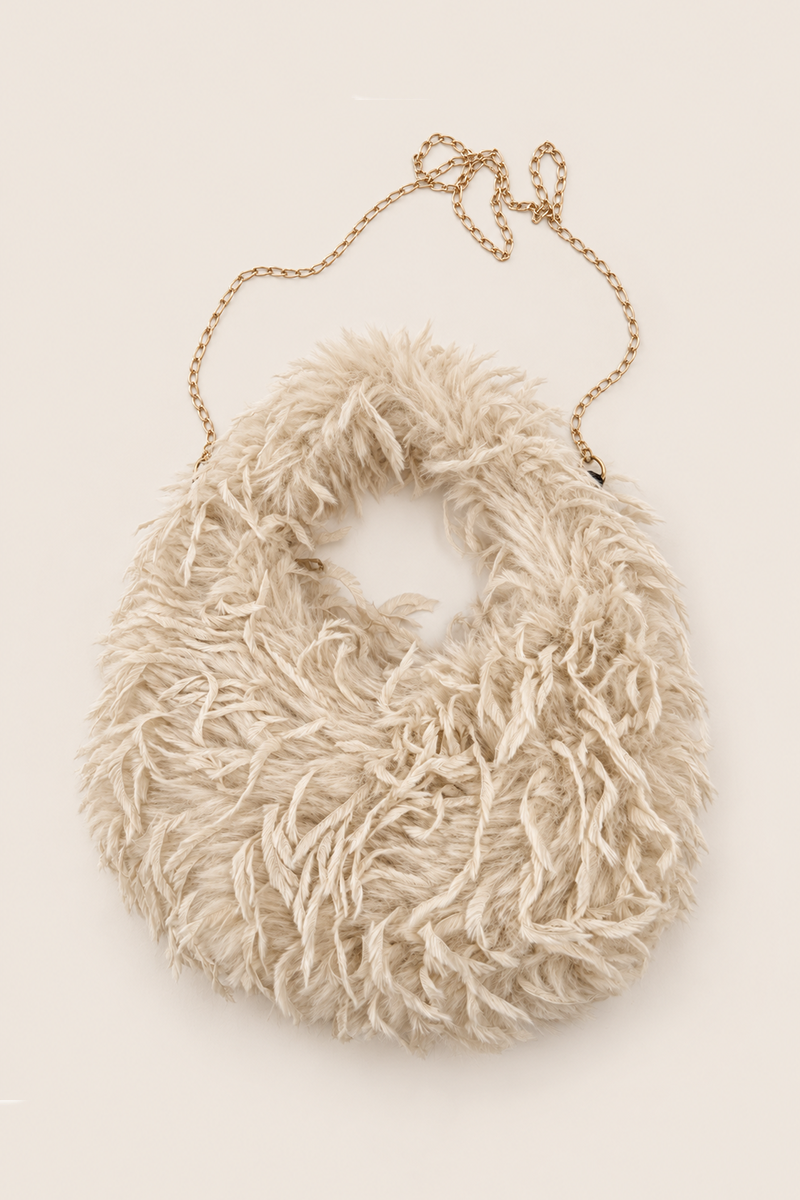 Beige Feather Handbag - Pacha