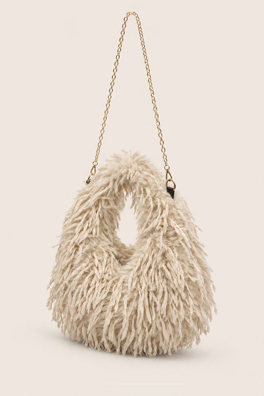 Beige Feather Handbag - Pacha