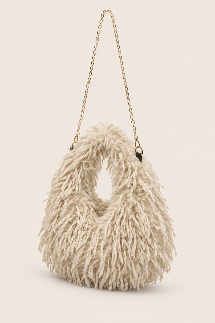 Beige Feather Handbag - Pacha