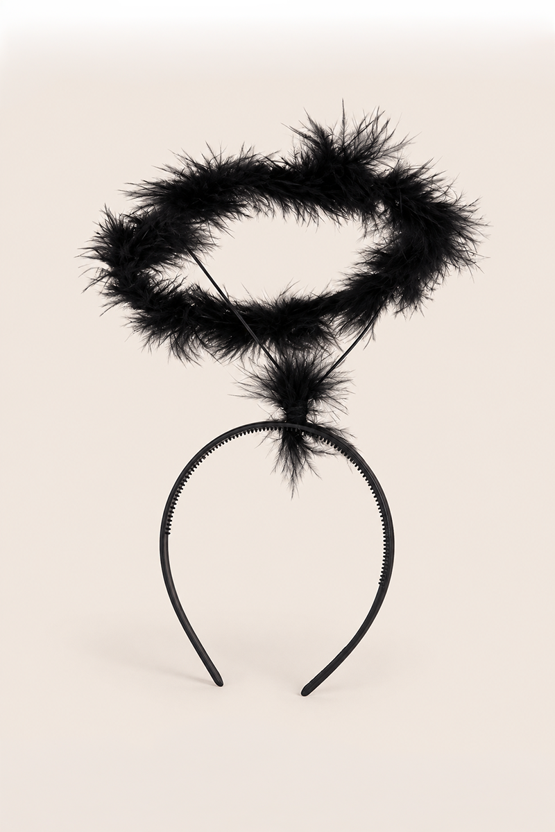 Black Halloween Feather Angel Wings and Halo Set - Minka